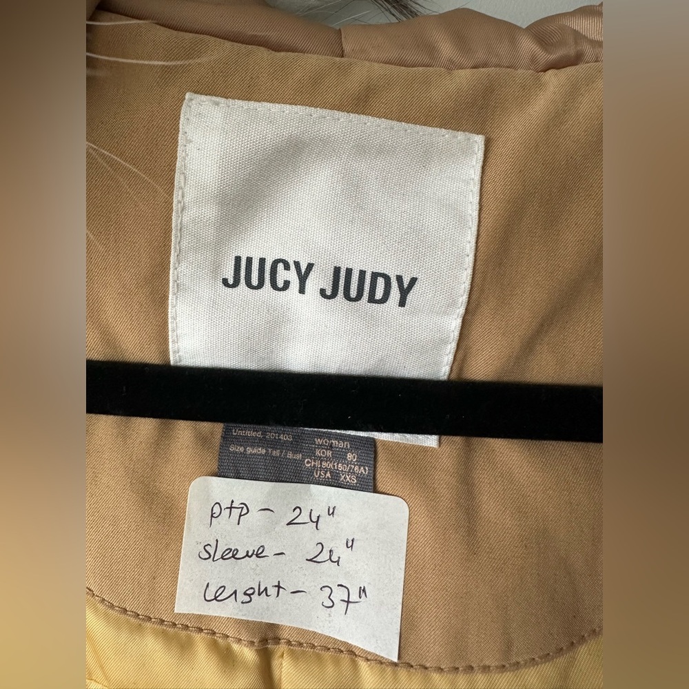JUCY JUDY Beige Fur-Trimmed Women's Coat - Picture 10 of 14